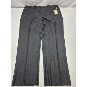 Peerless Couture International Wool Dress Pants Mens 50x36 Black Flat Front NWT